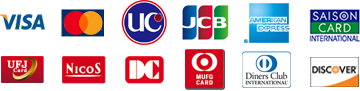Credit cards : VISA Mastercard UC JCB AMERICANEXPRESS SAISONCARDUFJCard NicoS DC MUFGCARD DinersClub  DISCOVER PayPay